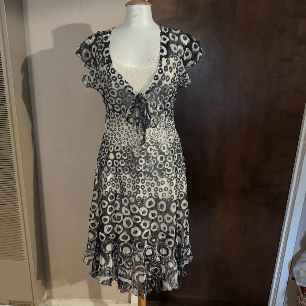 KOMAROV Women's Crinkle  Fit & Flare  Dress Sz XL Ethereal Feminine Elegant